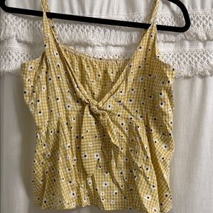 SHEIN Yellow Gingham Floral Camisole